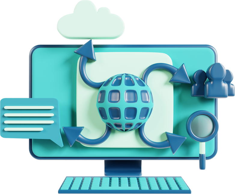 Computer Network 3D Illustration